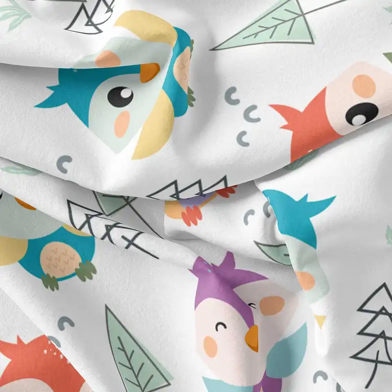 پارچه ملحفه پارچه باما مدل مخمل نوزادی طرح جغد کیوت  کد 5011401