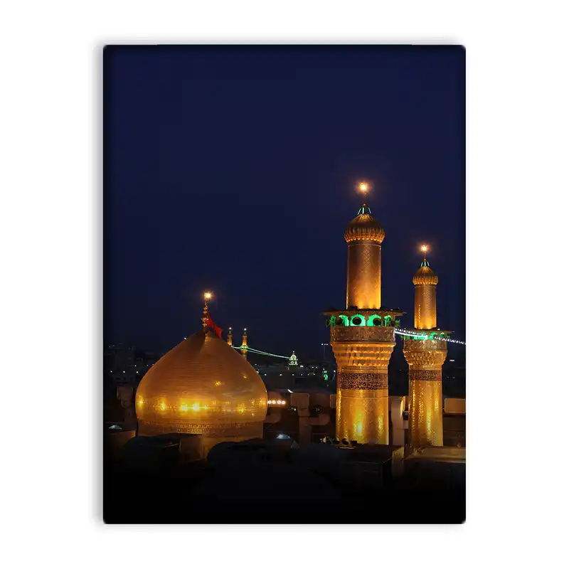 کاشی اطلس آبی طرح حرم امام حسین و حضرت عباس مدل T2437