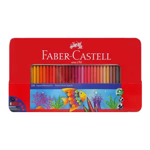 مداد آبرنگی 100 رنگ فابر کاستل مدل CLASSIC کد 115967 به همراه پاک کن و تراش و قلم مو