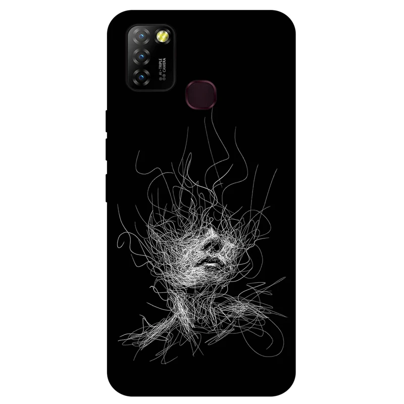 کاور مگافون طرح اسکچ صورت مدل 7423 مناسب برای گوشی موبایل اینفینیکس Hot 10 Lite 