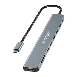 هاب 9 پورت usb-c نوکسو مدل hub-n1 9in1 با پشتیبانی شارژ pd 100 وات، hdmi 4k، usb 3.0 و کارت خوان sd-tf