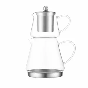 ست کتری و قوری مدل شیشه‌ای کد 13 گنجایش کتری 1.5 لیتر و گنجایش قوری 0.5 لیتر