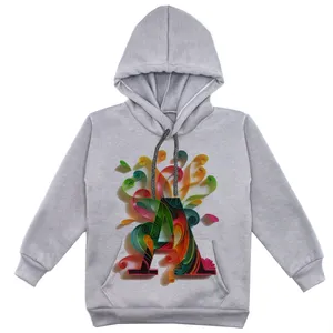 هودی دخترانه مدل F67 A رنگ طوسی