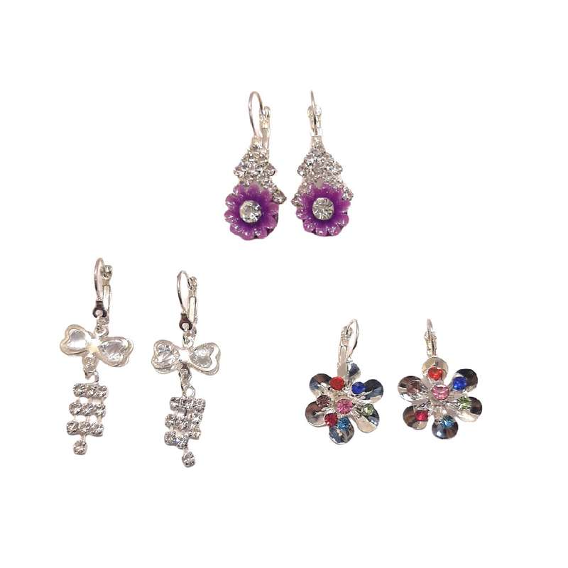 گوشواره دخترانه مدل FTK کد 99 مجموعه 3 عددی