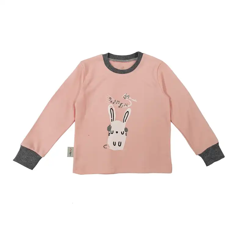 ست تی شرت آستین بلند و شلوار بچگانه سپیدپوش مدل خرگوش و موزیک