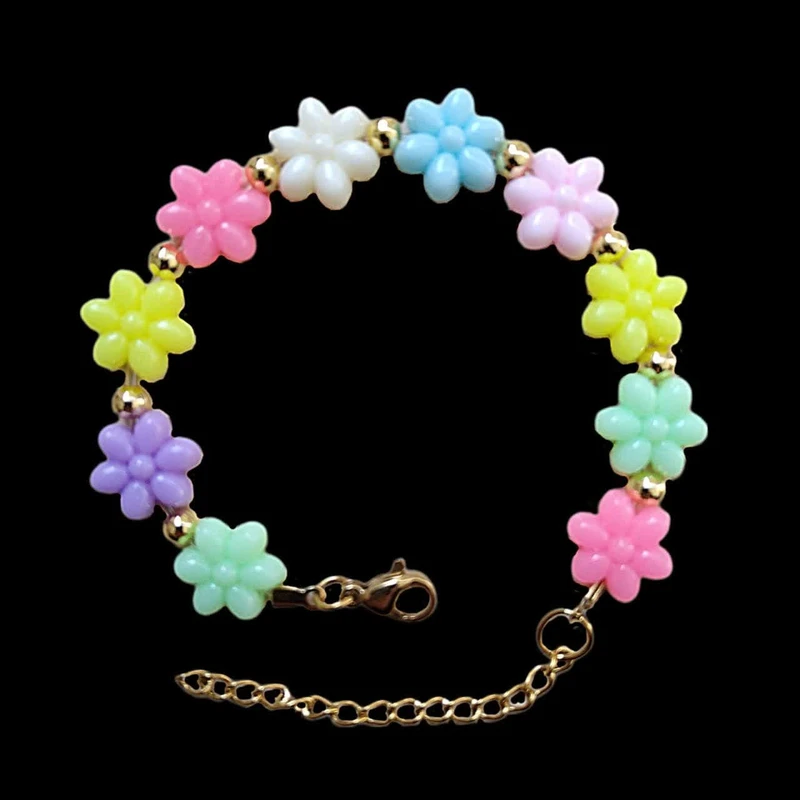 دستبند دخترانه مدل مهره ای گل کد 0328