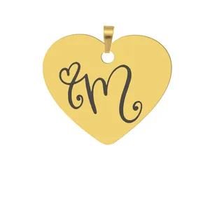 آویز گردنبند هایکاطرح قلب وحرف لاتین M  مدل ha192