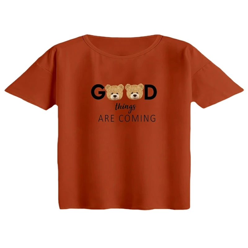 کراپ تی‌شرت آستین کوتاه زنانه مدل گود