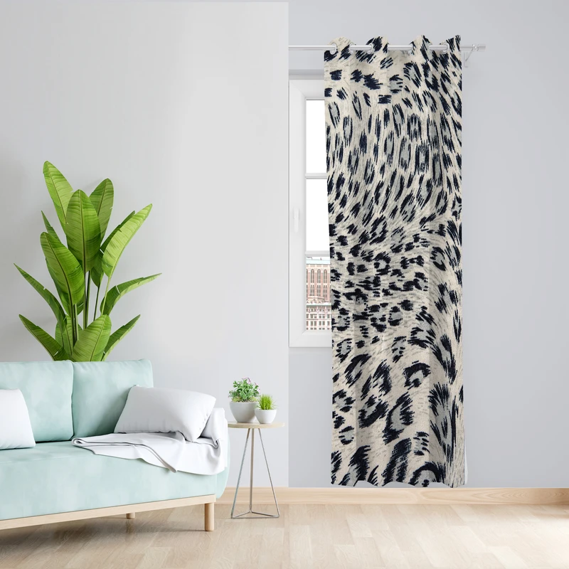 پرده طرح پلنگی مدل مخمل پانچی کد L 1358R Z سایز 140x200 سانتی متر