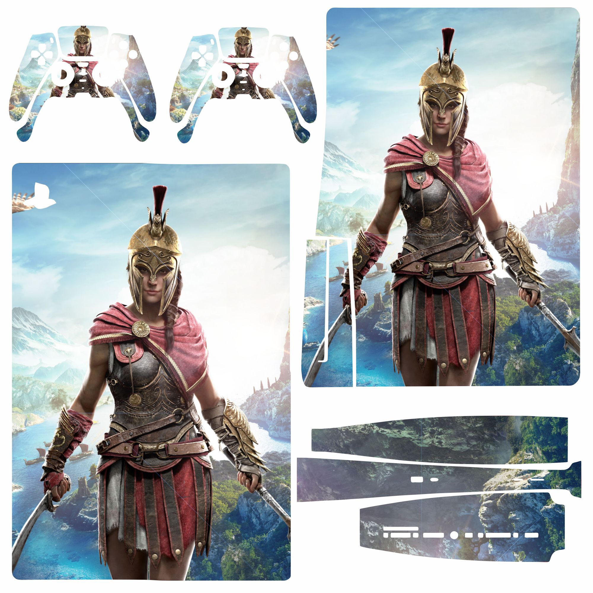 برچسب کنسول پلی استیشن 5 مدل دیسک خور طرح Assassins Creed Odyssey 001 مجموعه 7 عددی
