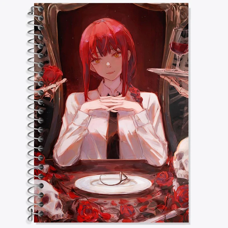 دفتر زبان 50 برگ خندالو مدل سه خط طرح ماکیما انیمه مرد اره ای Chainsaw Man کد 22338