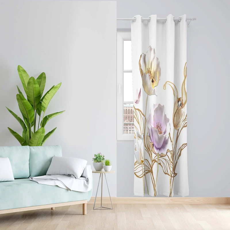 پرده طرح گل مدل مخمل پانچی کد 5057L z سایز 140x200 سانتی متر