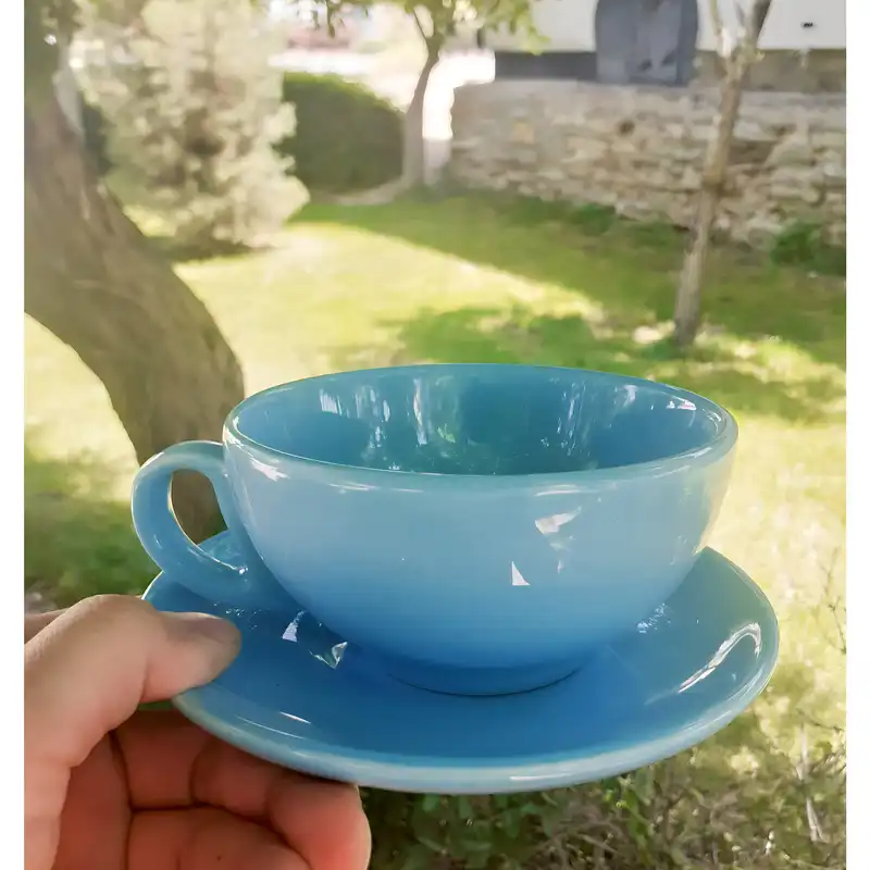 ست فنجان و نعلبکی سرامیکی مدل پاستیلی بسته 6 عددی