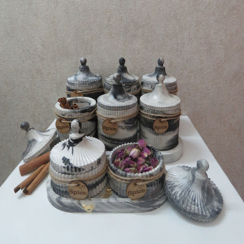 ست جا ادویه 11 پارچه طرح سنگی کد 805