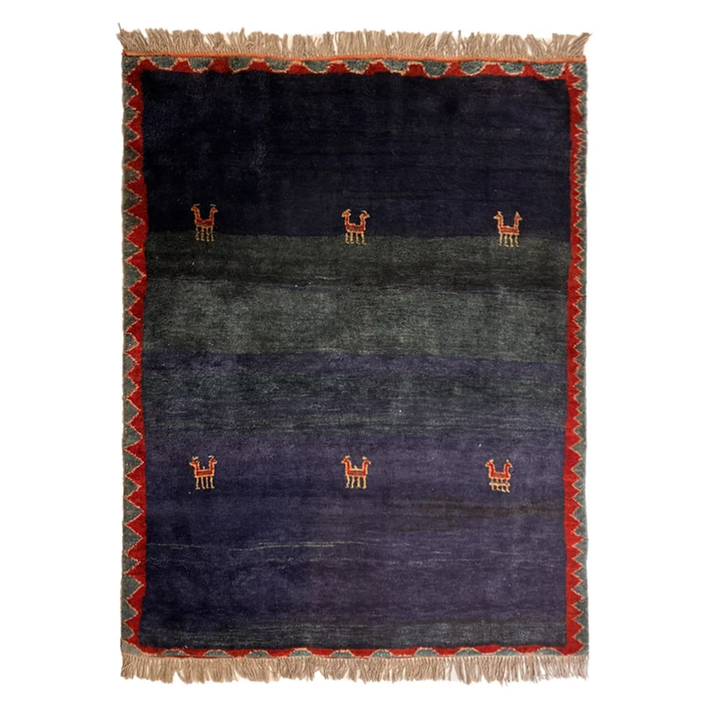 گبه دستبافت  قشقایی سه متری کد NKP.RJ0010 زمینه آبی