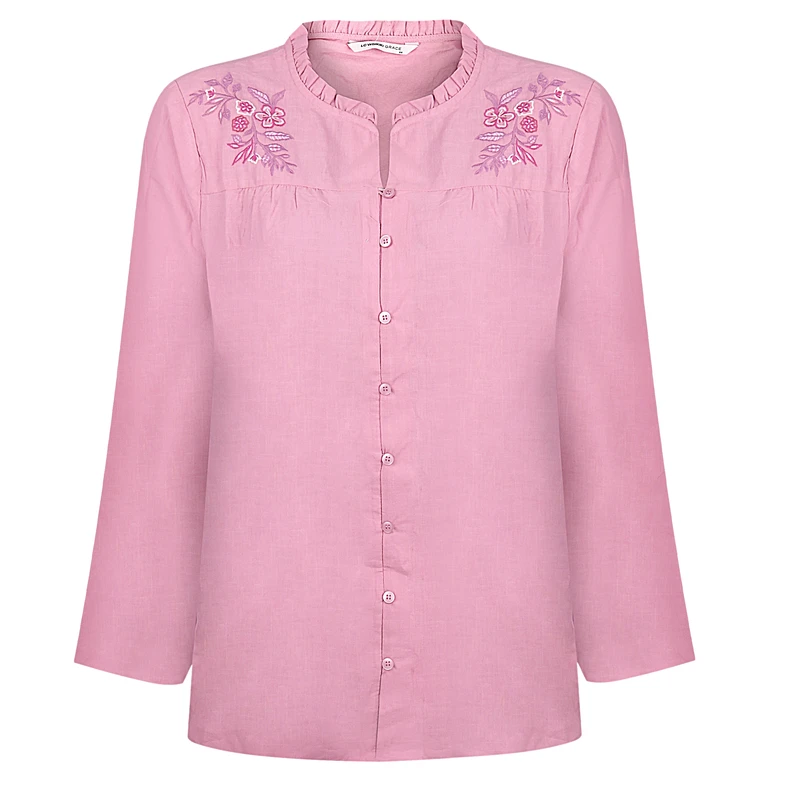 شومیز آستین بلند یقه هفت زنانه ال سی وایکیکی مدل Pin7865