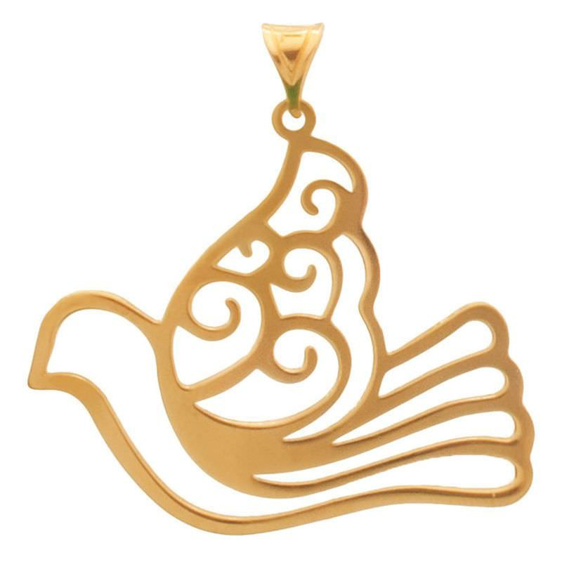 آویز گردنبند طلا 18 عیار زنانه گالری قو طلایی طرح کبوتر در حال پرواز