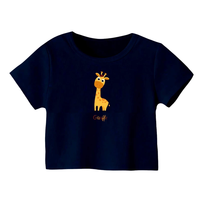 کراپ‌ تی‌شرت آستین کوتاه زنانه مدل زرافه کد 2