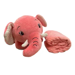 عروسک پولیشی مدل فیل ارتفاع 30 سانتی متر به همراه پتو