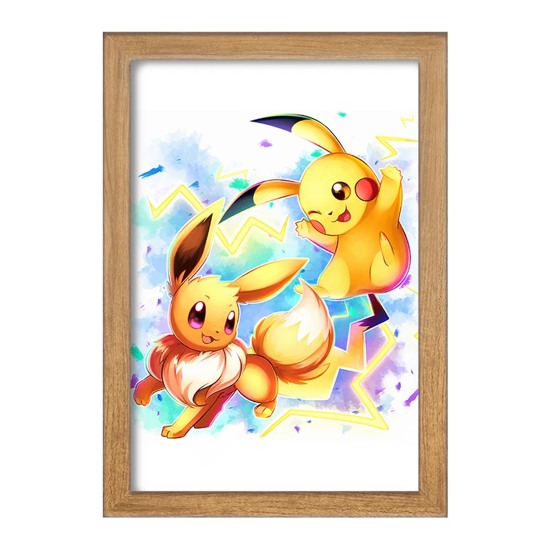 تابلو خندالو مدل پیکاچو و ایو انیمه پوکمون  کد 17365