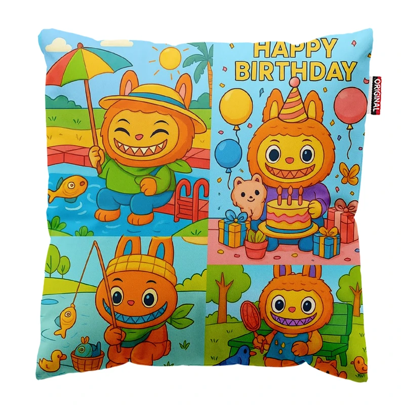 کوسن پاد آفرین مدل عروسک لبوبو کد PK401858 سایز 40*40 سانتی متر