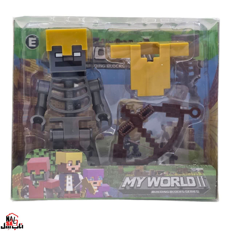 فیگور ناب سل مدل ماینکرافت همراه با ابزار جنگ طرح MY WORLD کد MA002 ارتفاع 9 سانتی متر