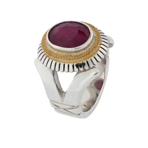 انگشتر نقره مردانه مدل ياقوت سرخ کد SGR 04