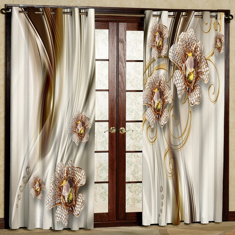 پرده مدل مخمل پانچی طزح گل نگینی کد 4415T2 سایز 200x140 سانتی متر