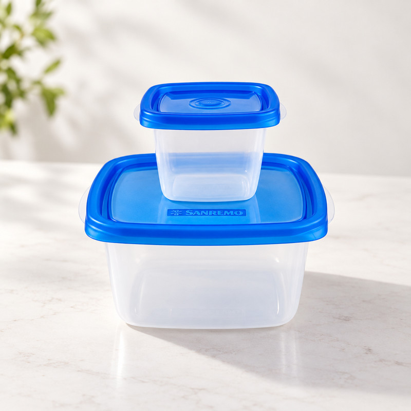 ظرف نگهدارنده با بدنه پلاستیکی سانرمو مدل zf-k-b مناسب برای قرار دادن در یخچال بسته 2 عددی