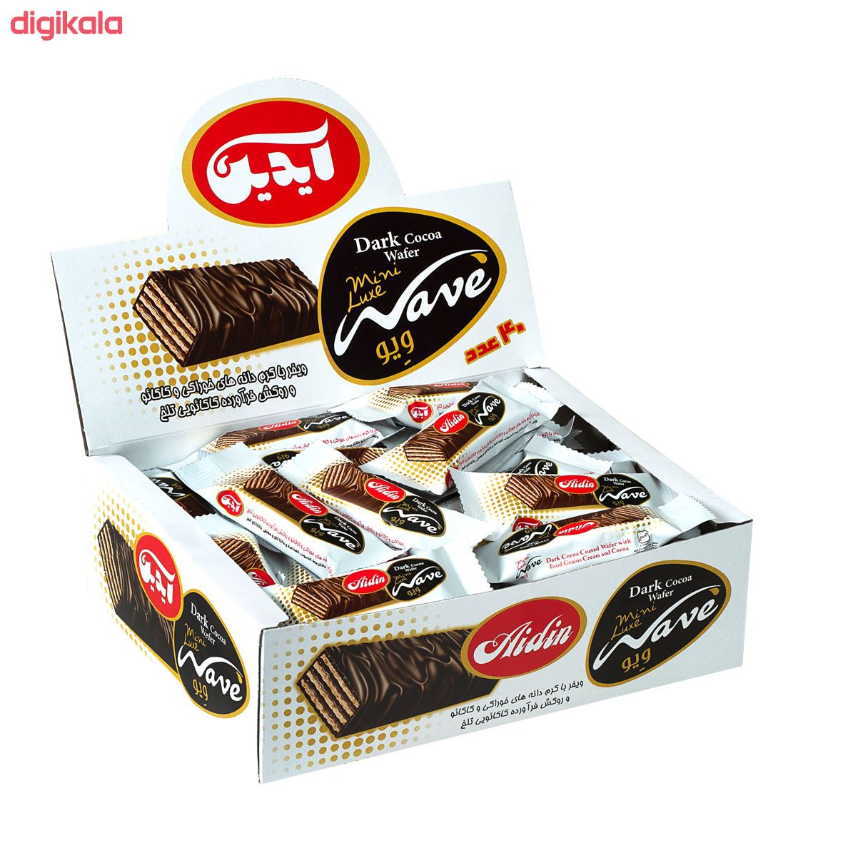 مینی ویفر شکلات تلخ آیدین بسته 40 عددی main 1 1