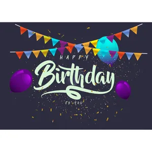 بنر تولد تم بنفش با بادکنک بنفش و آبی به همراه شرشره کد 06910070