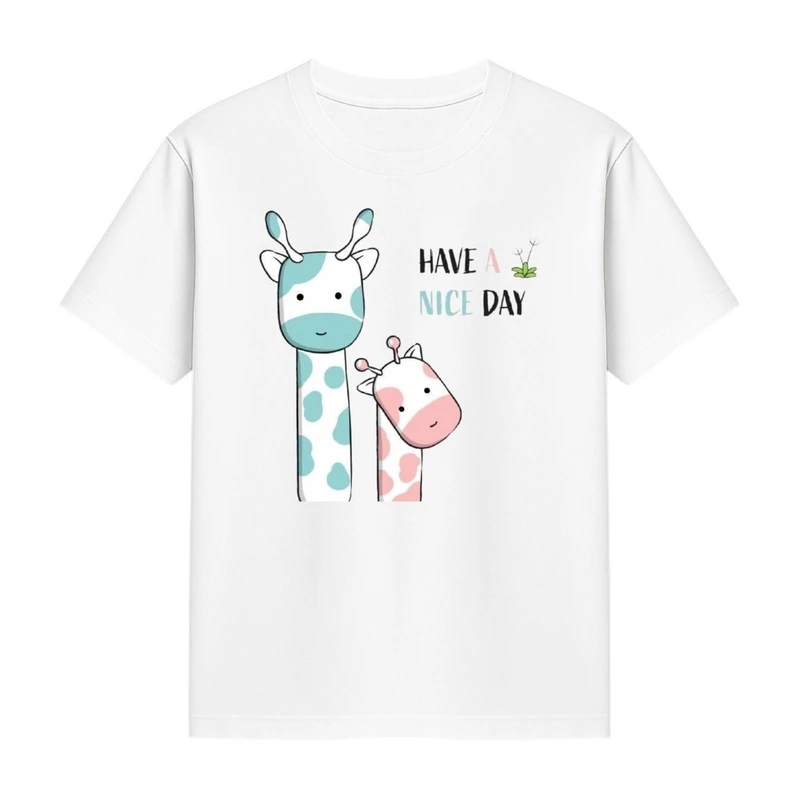 تی‌شرت آستین کوتاه دخترانه مدل زرافه کد p5 