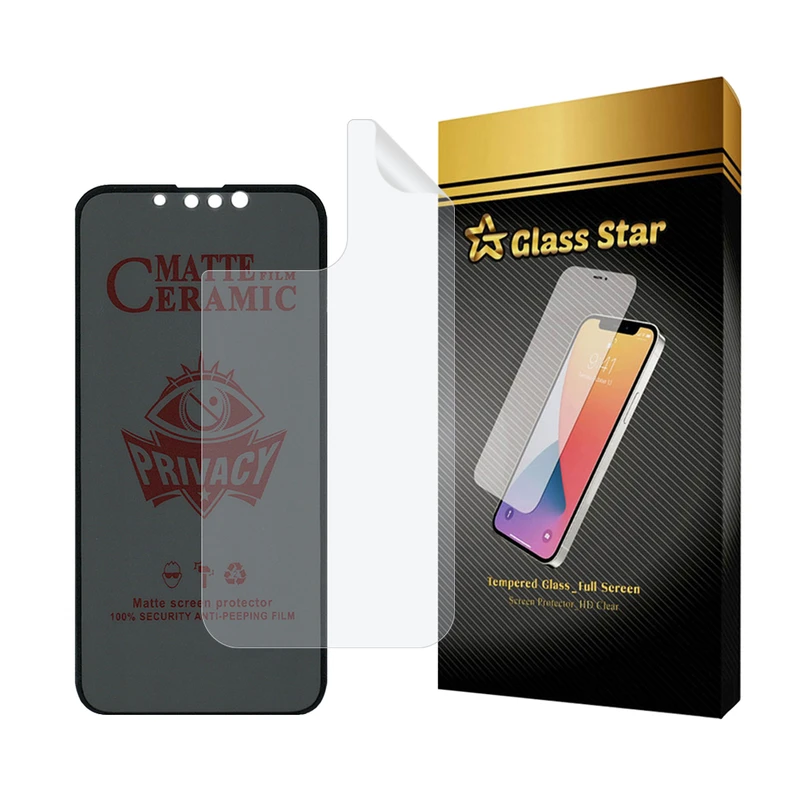 محافظ صفحه نمایش سرامیکی حریم شخصی گلس استار مدل CERPRIVNANOS مناسب برای گوشی موبایل اپل iPhone 13 Pro به همراه محافظ پشت گوشی