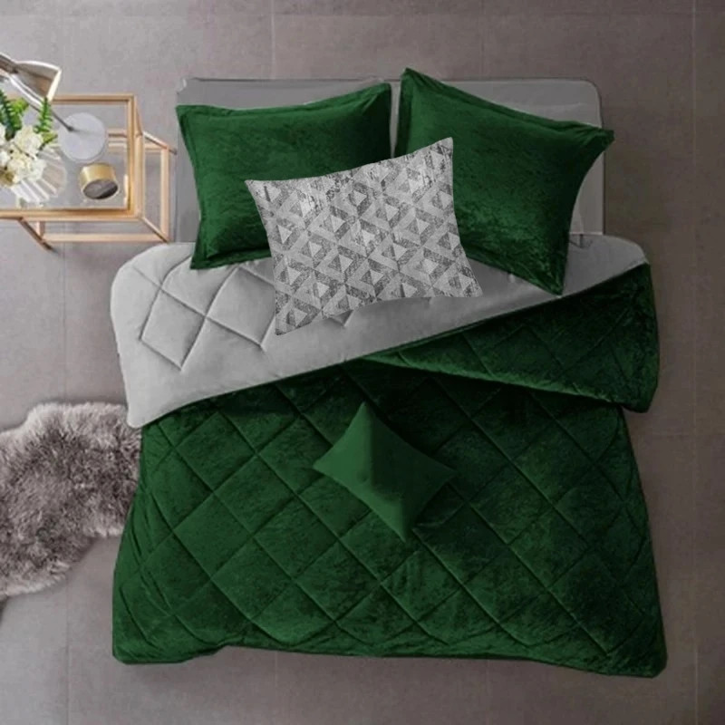 سرویس روتختی نوپه هوم مدل مخمل مینیمال کد M34 دو نفره 7 تکه به همراه روبالشی طرح دار مینیمال