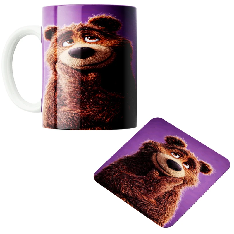 ماگ پاد آفرین مدل خرس قهوه ای کد 01 به همراه زیر لیوانی