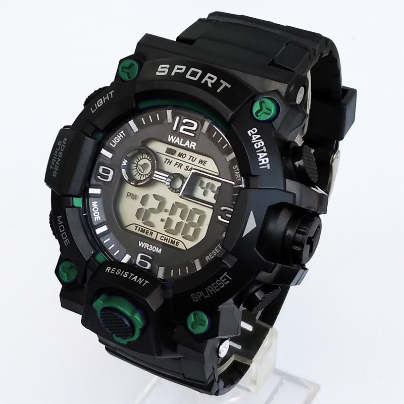 ساعت مچی دیجیتال پسرانه والار مدل ضدآب SPORT چراغدار کرنومتردار کد 12