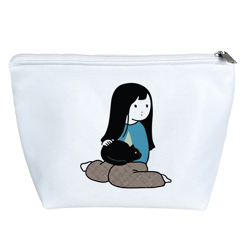 کیف لوازم آرایش دخترانه خندالو مدل دختر و گربه کد 9251