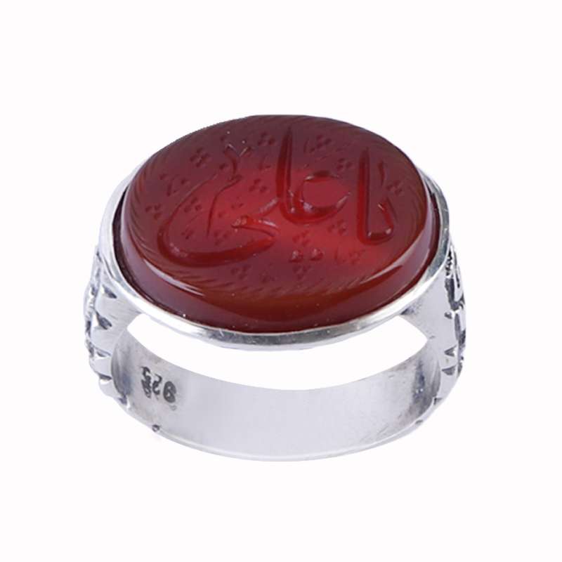 انگشتر نقره مردانه مدل عقیق سرخ