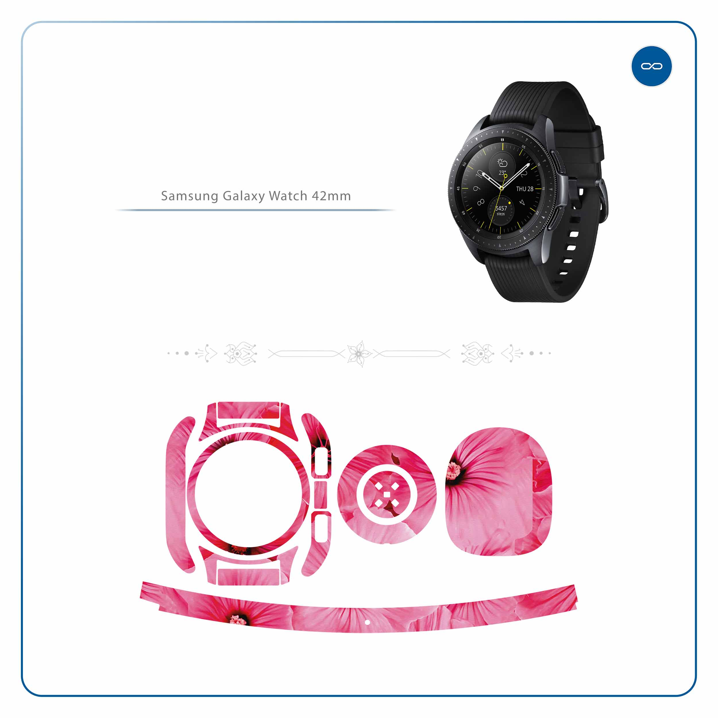 برچسب ماهوت طرح Pink-Flower مناسب برای ساعت هوشمند سامسونگ Galaxy Watch 42mm