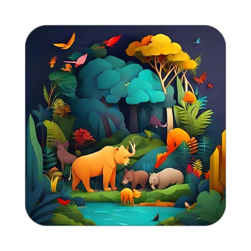 زیر لیوانی کاکتی طرح حیوانات رنگی مدل mp27113