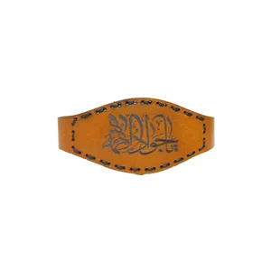 دستبند مردانه طرح یاجواد مدل بیضی چرم طبیعی 