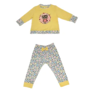 ست تی شرت آستین بلند و شلوار دخترانه طرح جغد