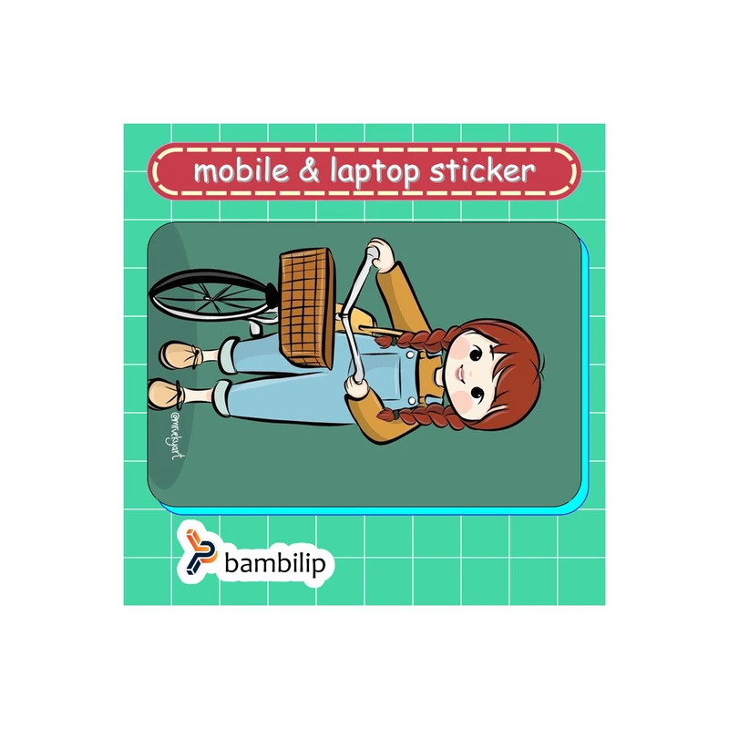 استیکر بامبیلیپ مدل کارت عابر طرح دختر و دوچرخه کد 6965186