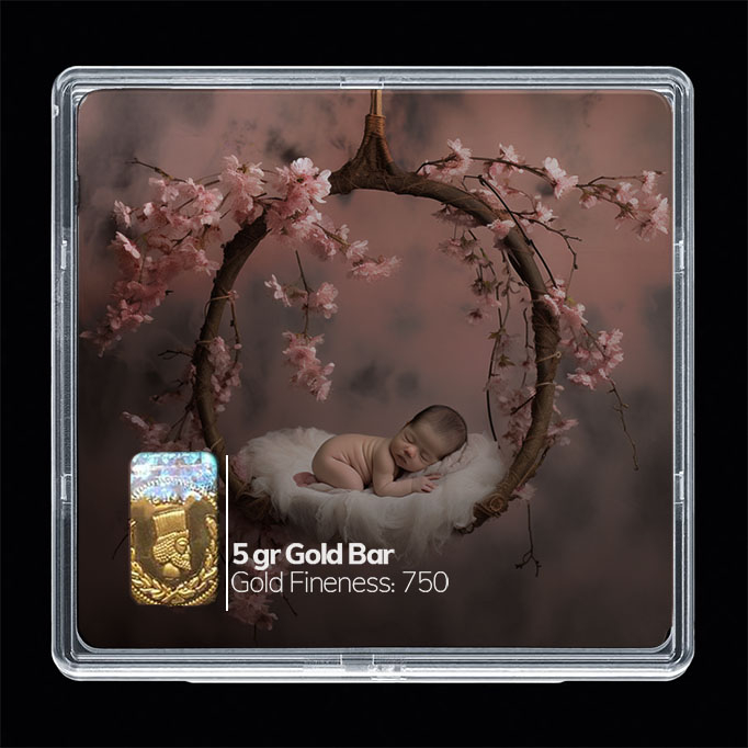 شمش طلا 18 عیار مدوپد مدل نوزاد کد SG10299