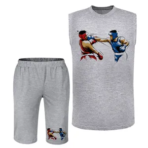 ست تاپ و شلوارک راحتی مردانه مدل A460 طرح بوکس