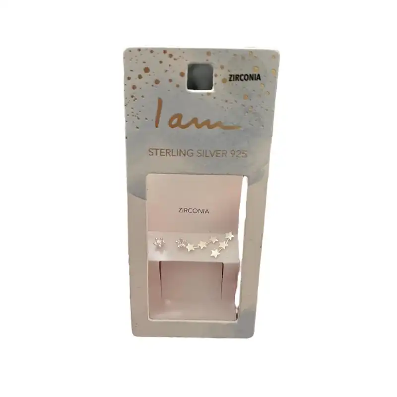 گوشواره نقره زنانه آی ام مدل ستاره دنباله 653 مجموعه دو عددی