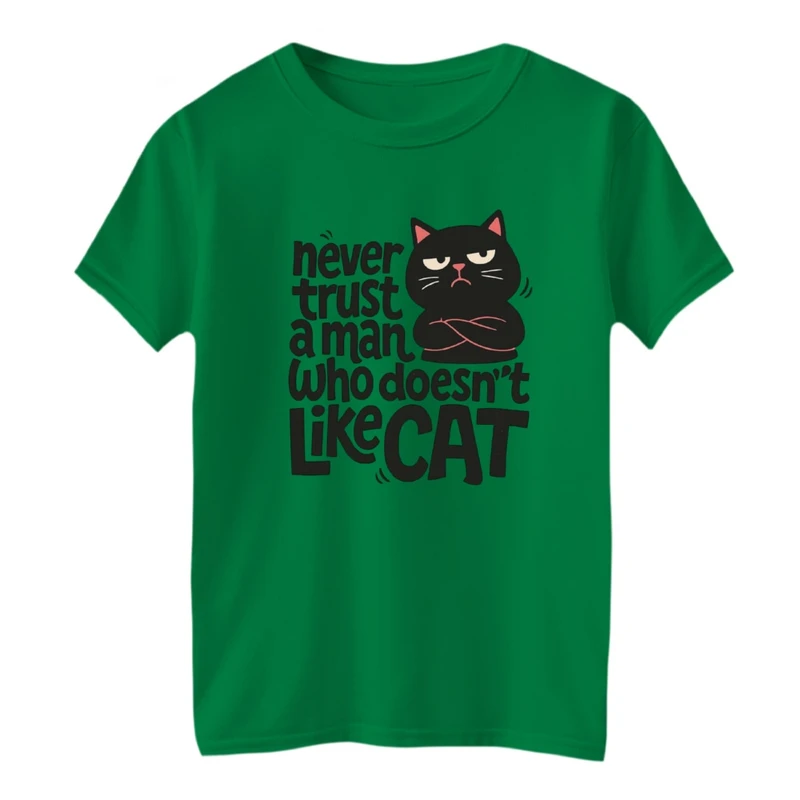 تی شرت آستین کوتاه بچگانه مدل گربه نوشته کد 2