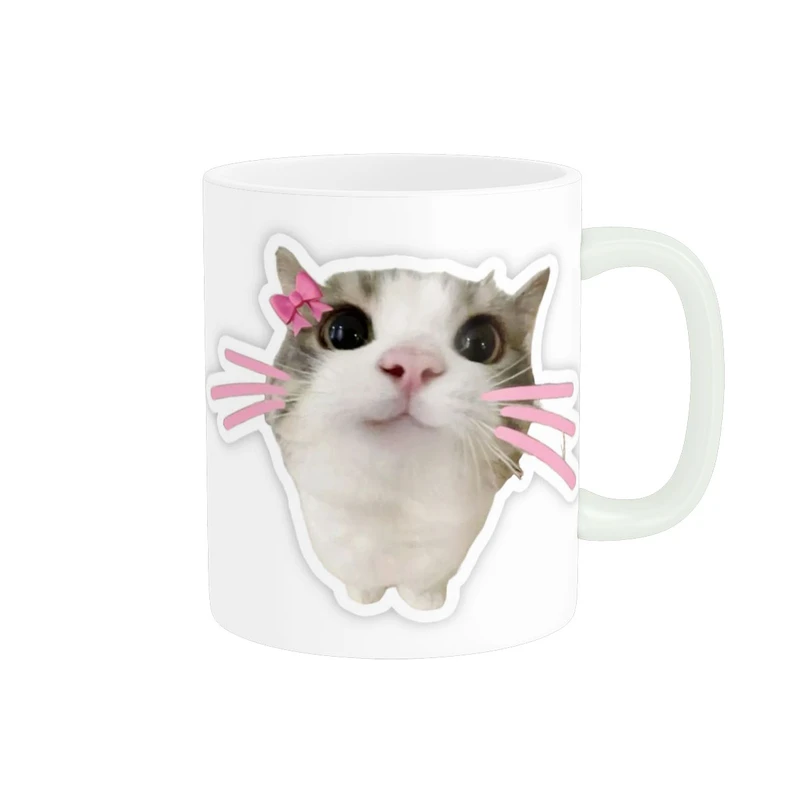 ماگ پاد آفرین مدل طرح گربه کیوت فانتزی عروسکی پینترستی کد 701