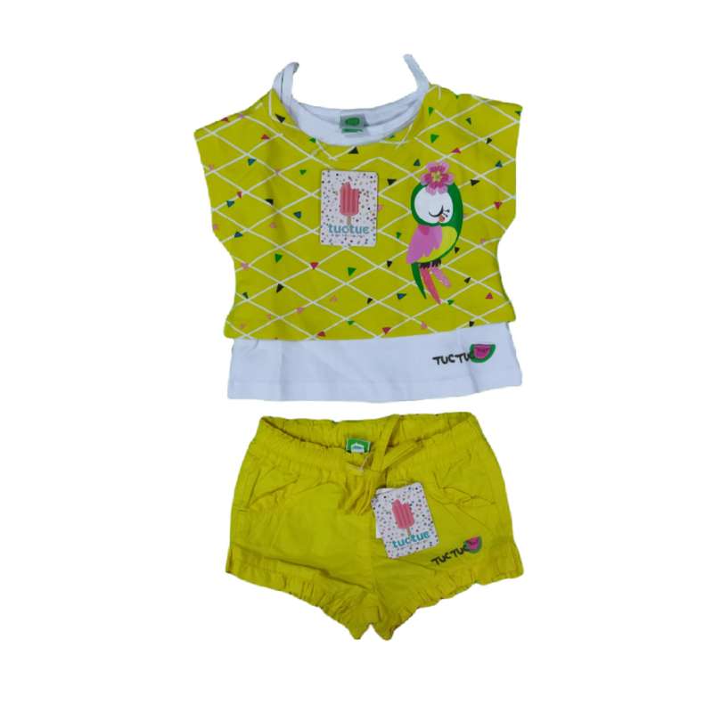 ست 3 تکه لباس نوزادی توک توک مدل قناری