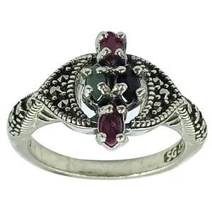 انگشتر نقره زنانه سلین کالا مدل یاقوت و زمرد ce-As316